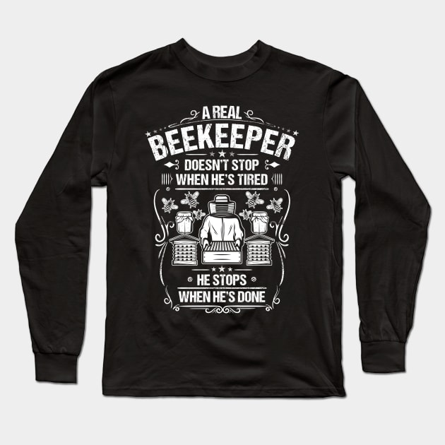 Beekeeper Apiarist Beekeeping Bee Apiculturist Long Sleeve T-Shirt by Krautshirts